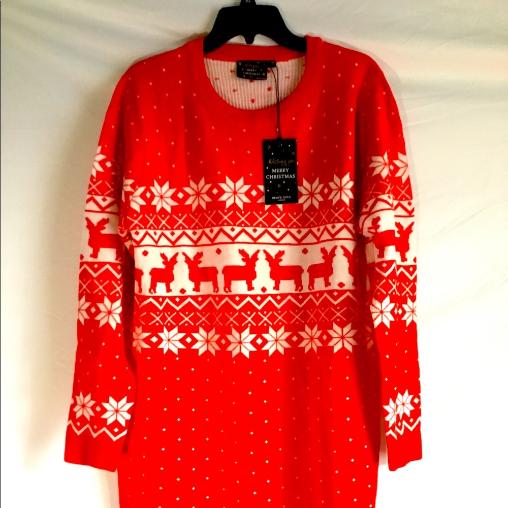 Red And White Sweater Holiday Dress